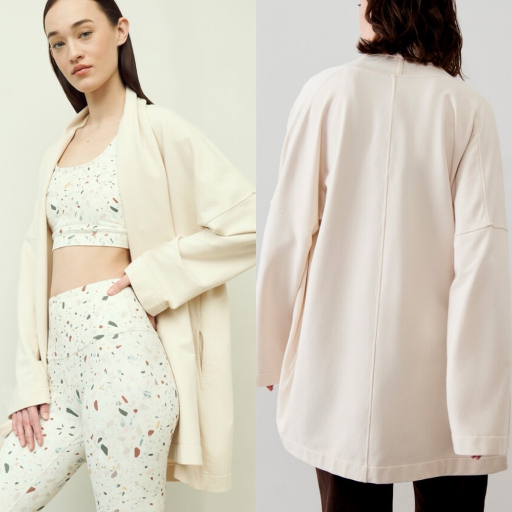 Roots Alder Cardigan Cream Open Front Cream Neutral Classic Women’s Size XL NWT